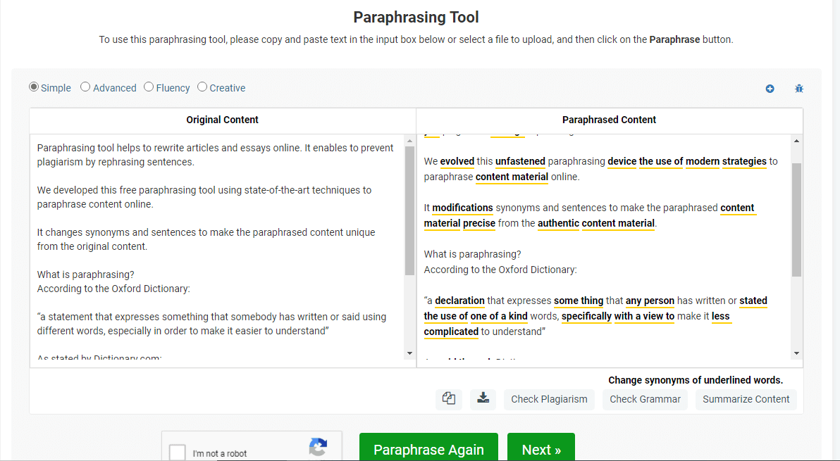 Prepostseo Paraphrasing Tool 
